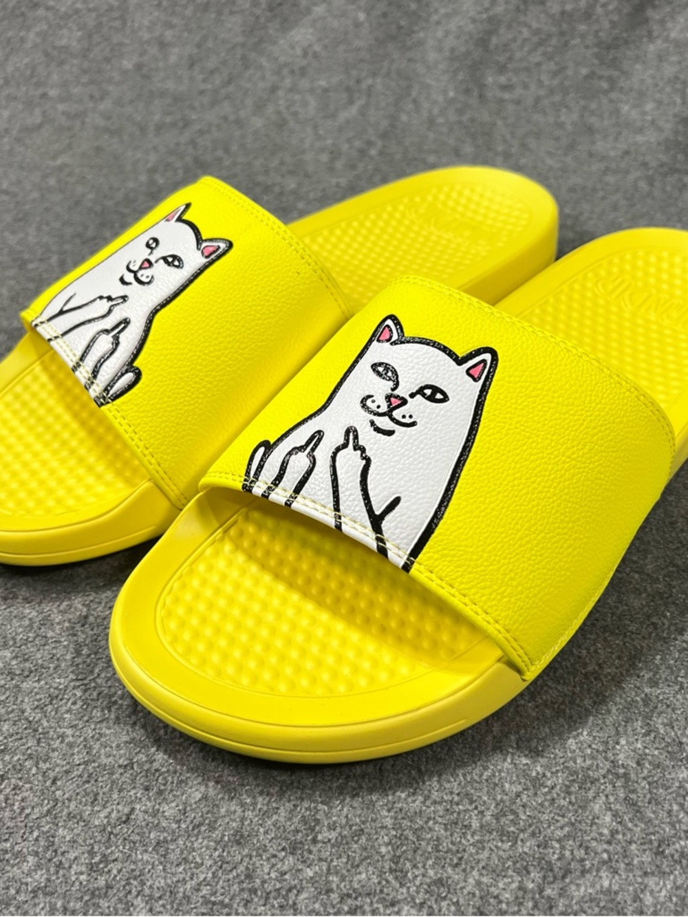 RIPNDIP Lord Nermal Slide Shoes Men’s 12 Yellow Cat Sandals Comfort Cat Lover